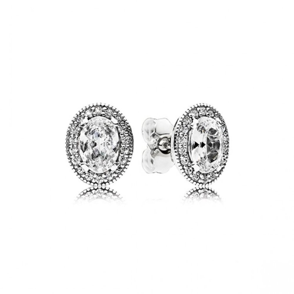 ~NEW~ Pandora Vintage Elegance CZ Stud Earrings